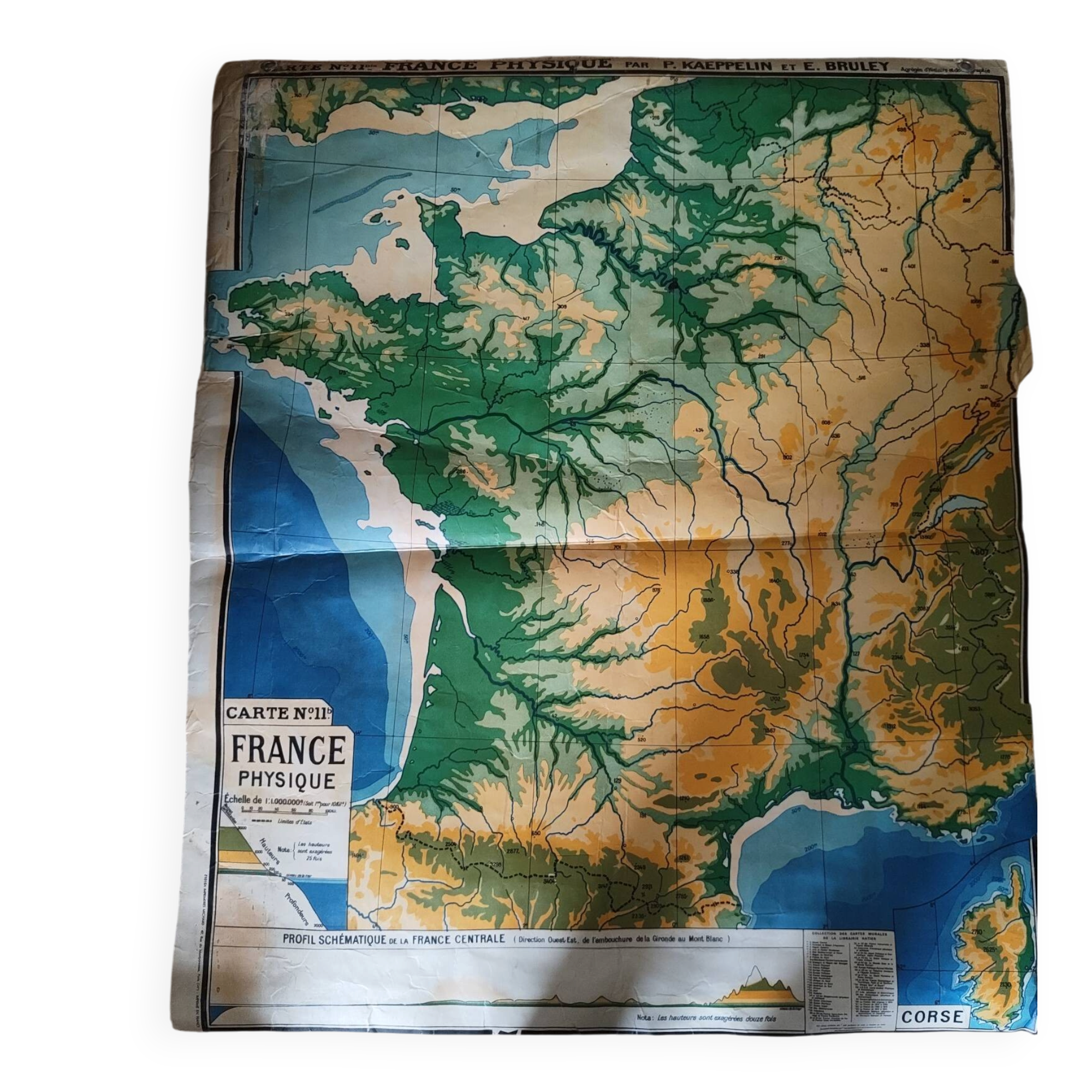 Physical map of France Kaeppeln