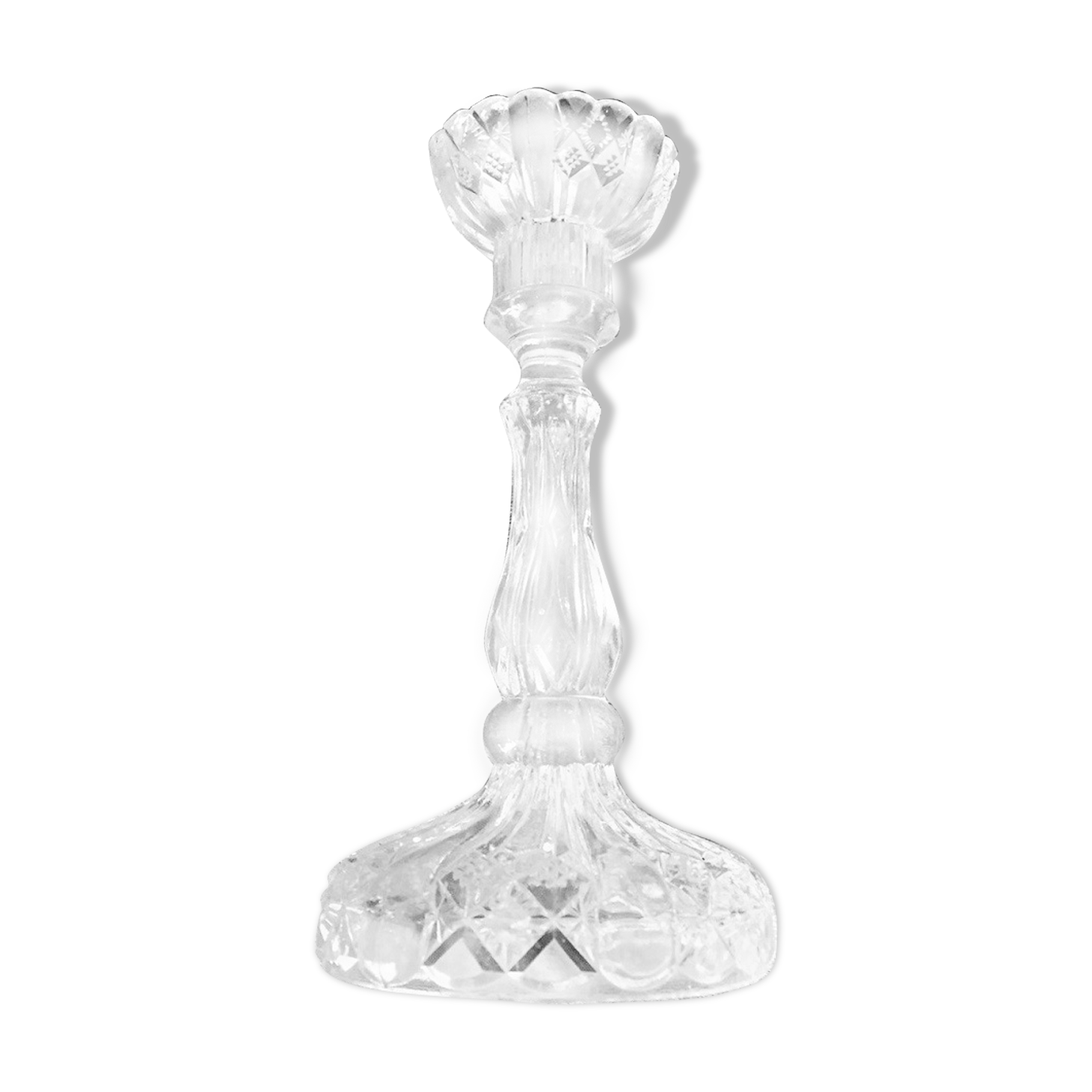 Large antique glass candle holder