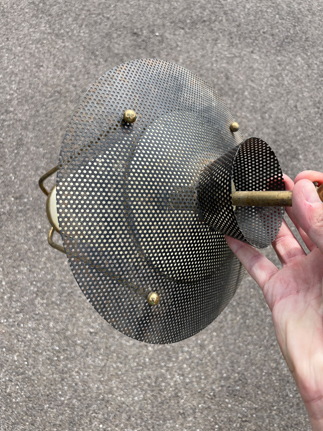 Arlus Lunel 1950 chandelier in perforated metal