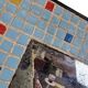 Vintage wall mirror in mint blue mosaic