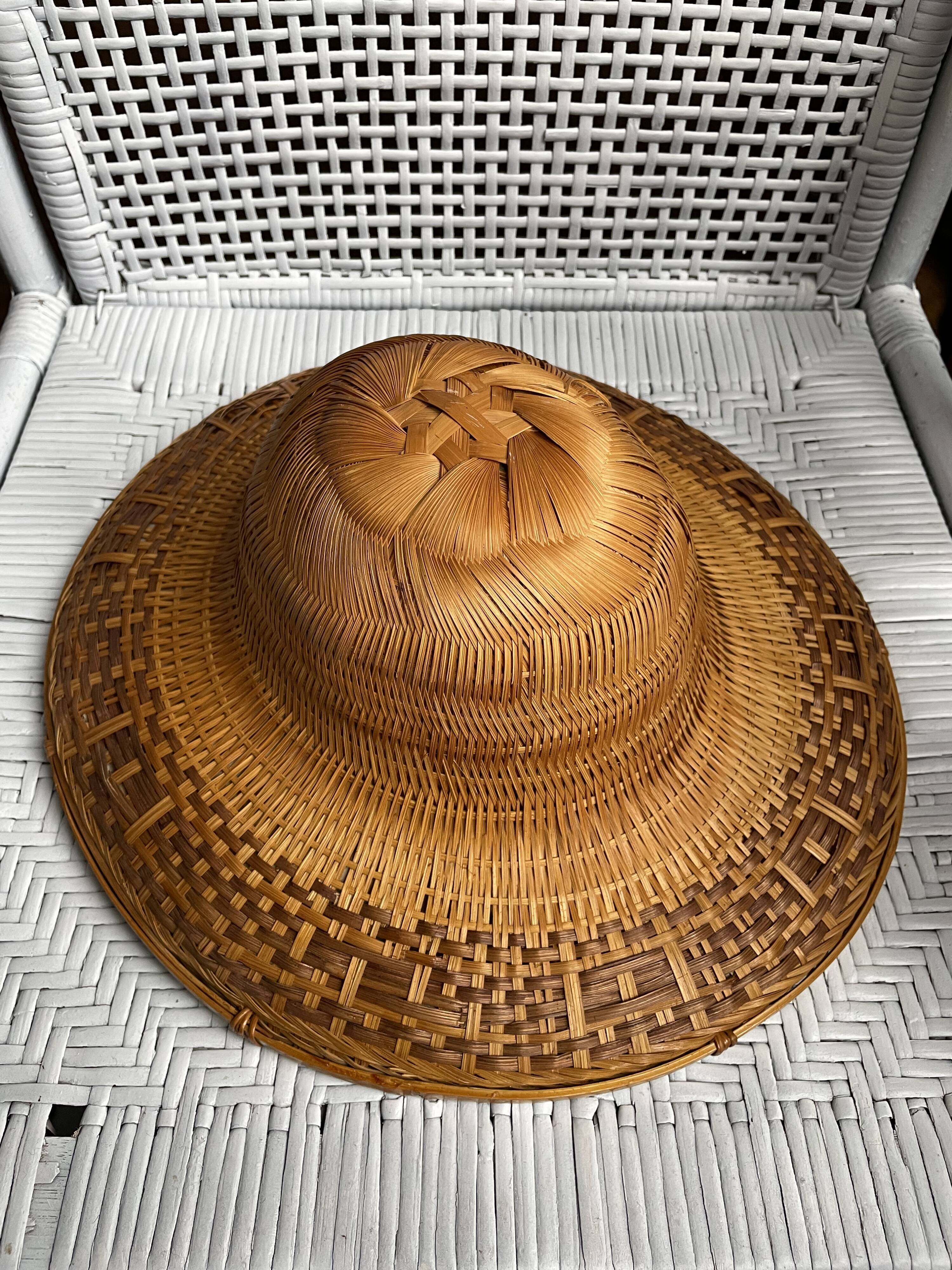 Asian hat made of bamboo and braided rattan