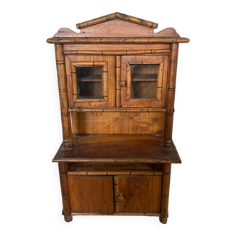 Napoleon III 2-body sideboard in bamboo-style wood, 19th century (for doll)