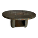 Table basse brutaliste – Table roulante en carrelage de pierre des années 1970