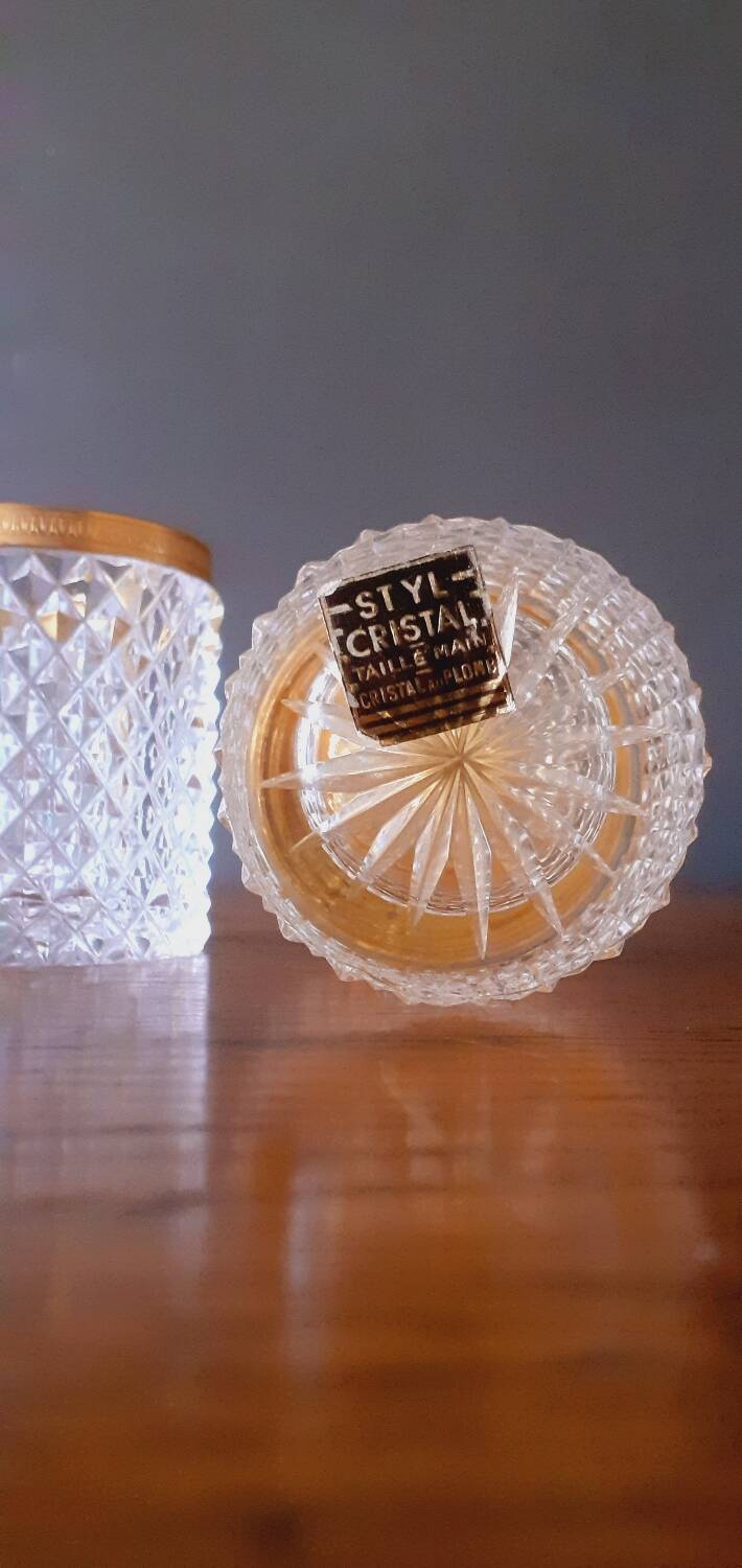 1950s Baccarat crystal and gold-plated metal smoker's kit