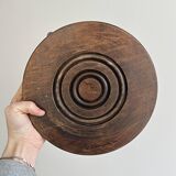 Antique three-legged twisted wooden stool