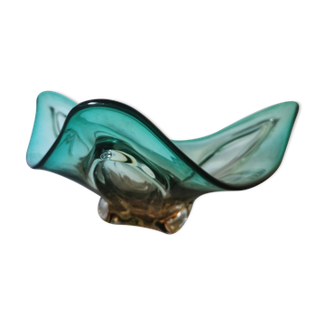 Coupe en verre ambré et vert