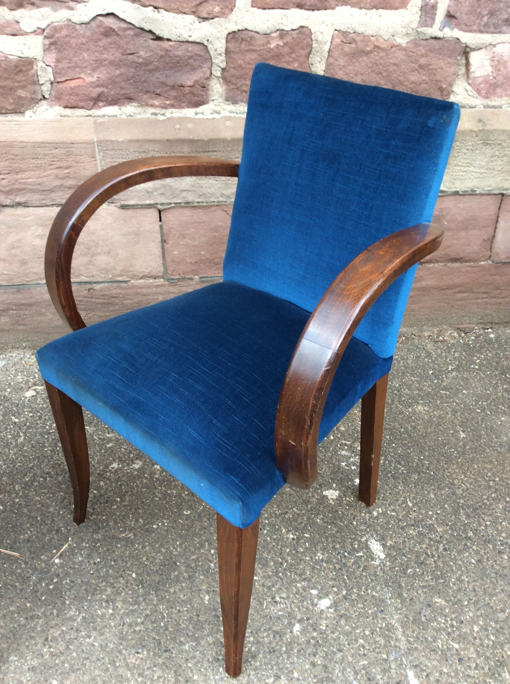 Paire de fauteuils bridge en tissu mid-century 1950 no club chesterfield