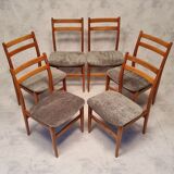 Suite of 6 french chairs - elm - ca 1960