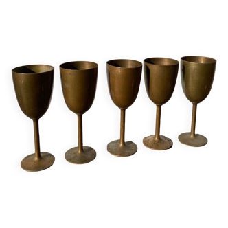Copper brass stemmed glasses