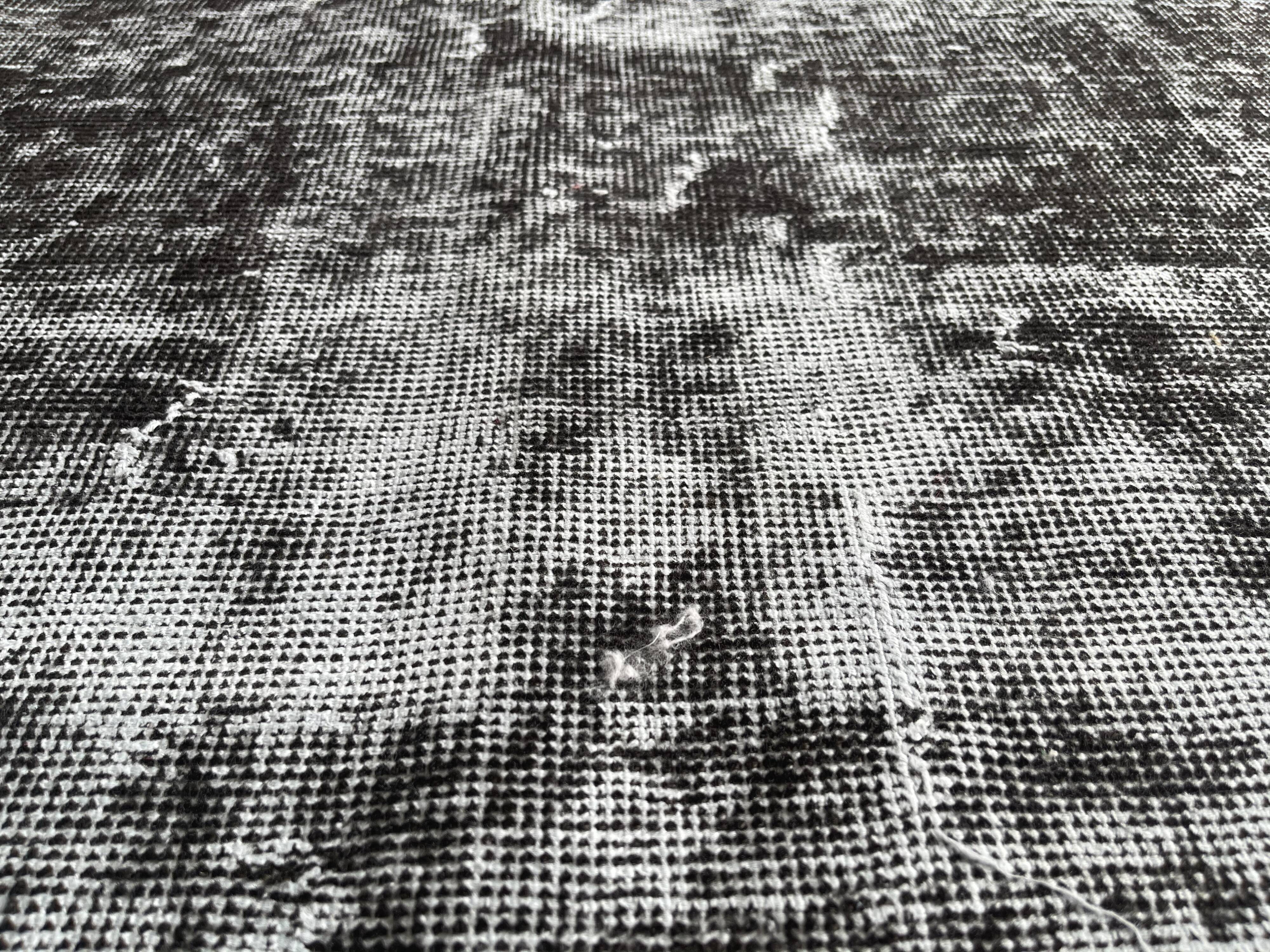 Distressed Turkish Narrow Runner 309 x 66 cm Wool Vintage rug, Over-dyed Gray