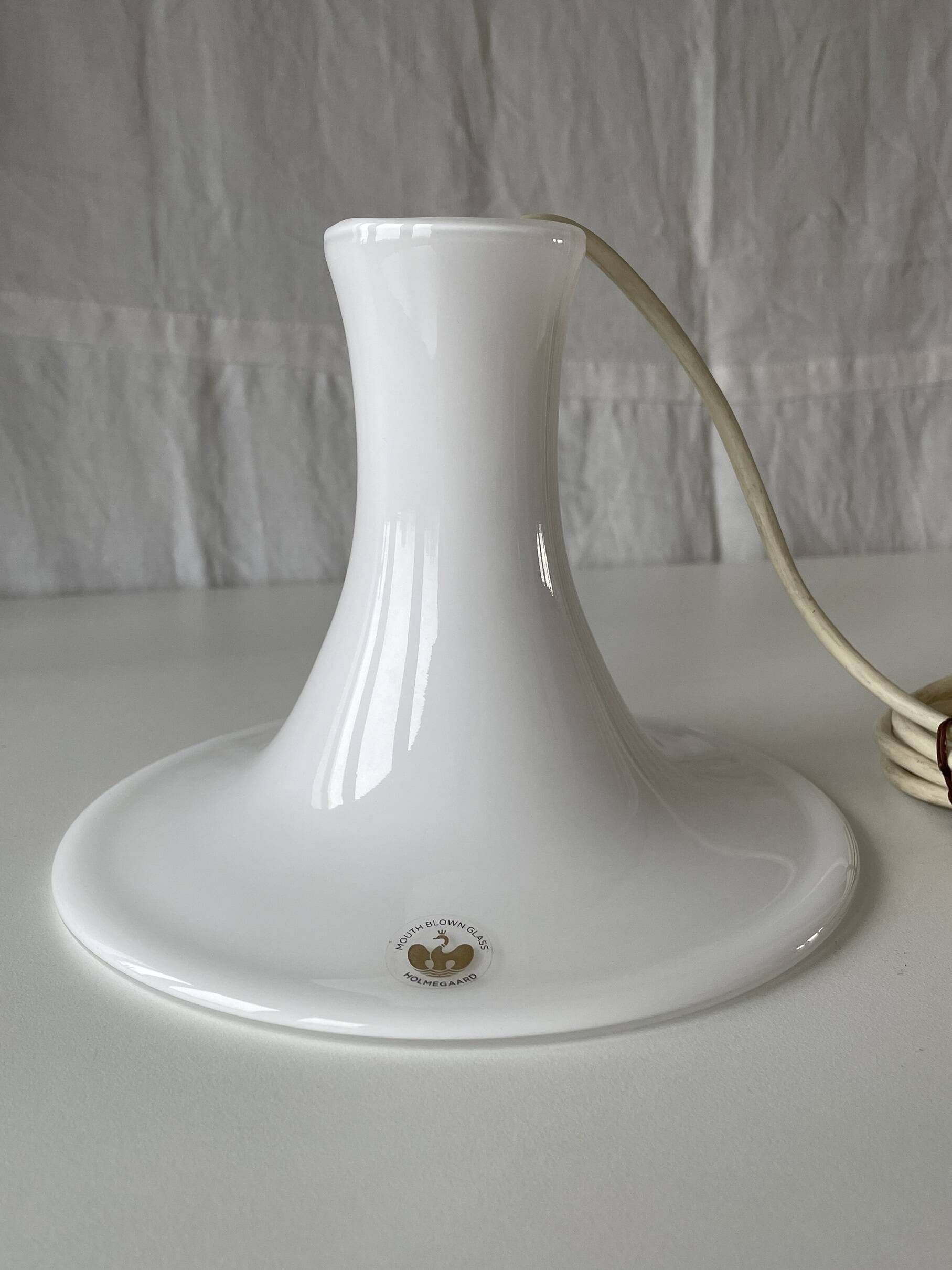 Vintage Scandinavian pendant light "Mandarin" in opaline by Michael Bang for Holmegaard, Denmark 1980s