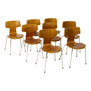 8 chaises T en teck, - arne
