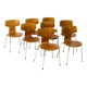 8x Teak T-chairs by Arne Jacobsen, Fritz Hansen, 1980s