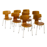 8x Teak T-chairs by Arne Jacobsen, Fritz Hansen, 1980s