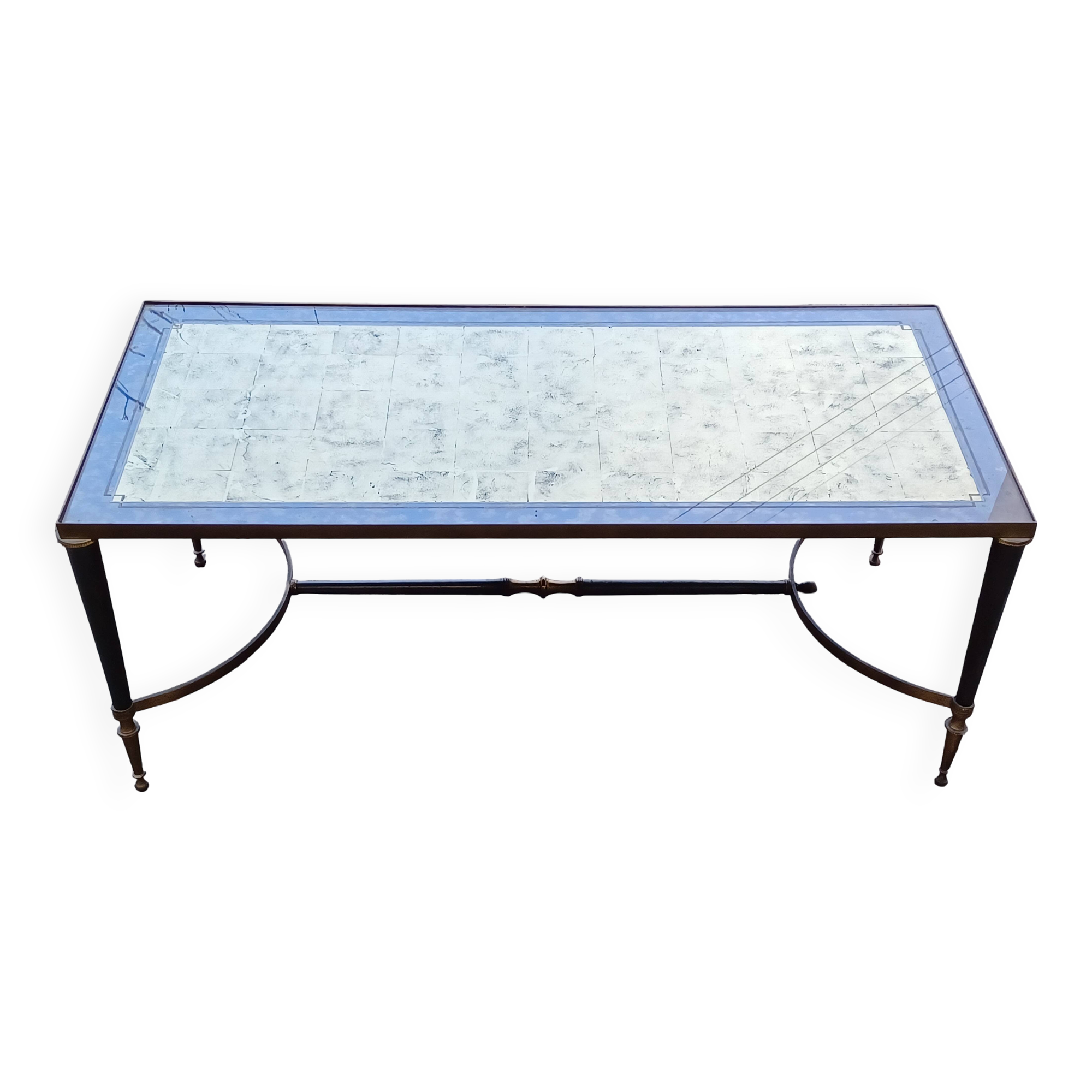 Brass and gold coffee table in the style maison bagues 70s