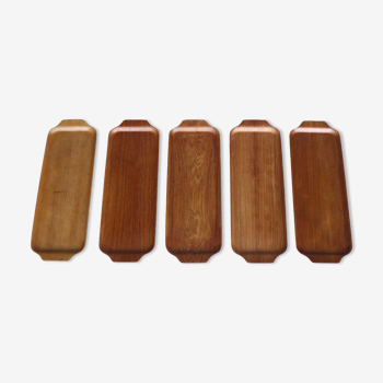 Small Danish teak serving trays. Set of 5