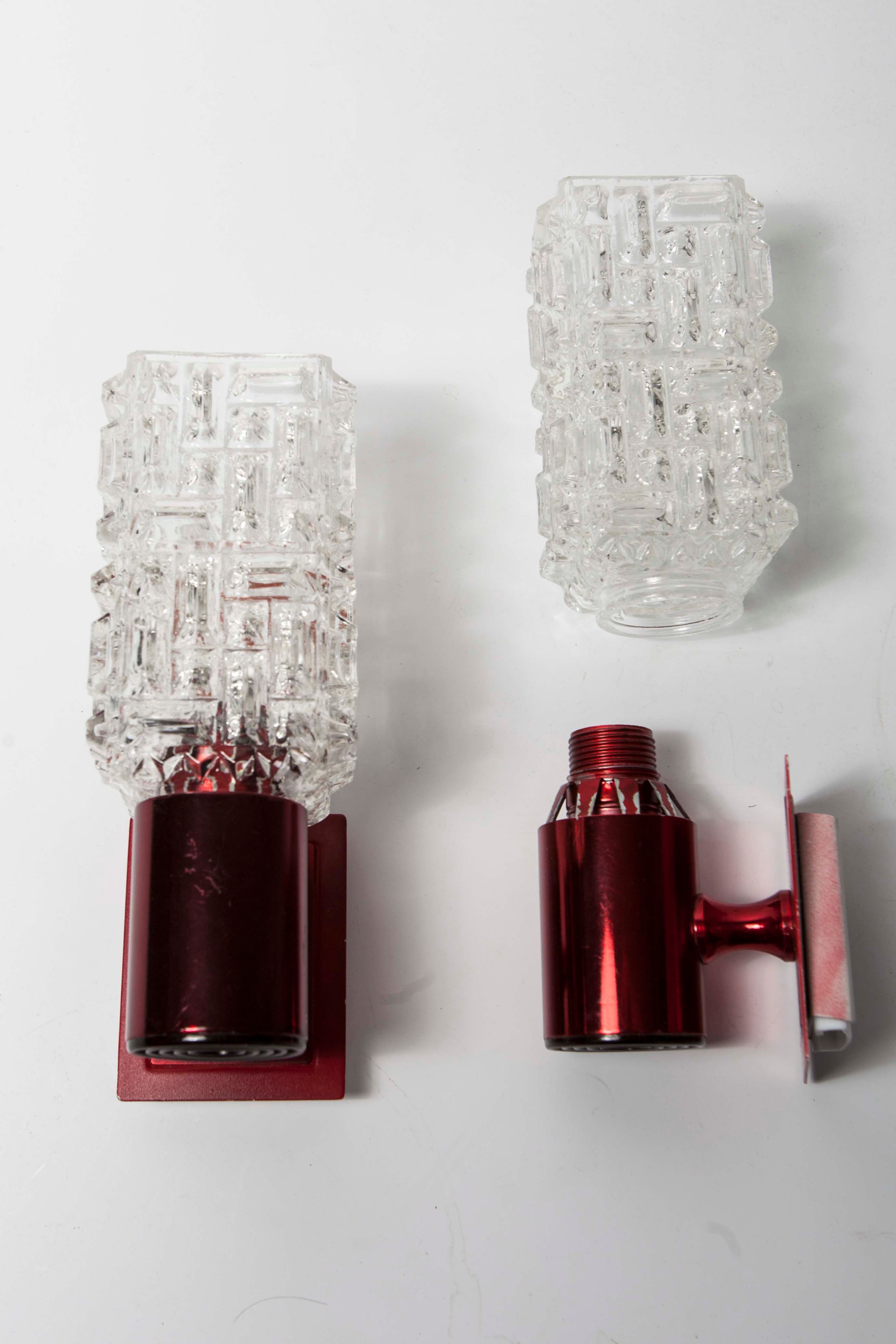 Pair of red wall light 1970