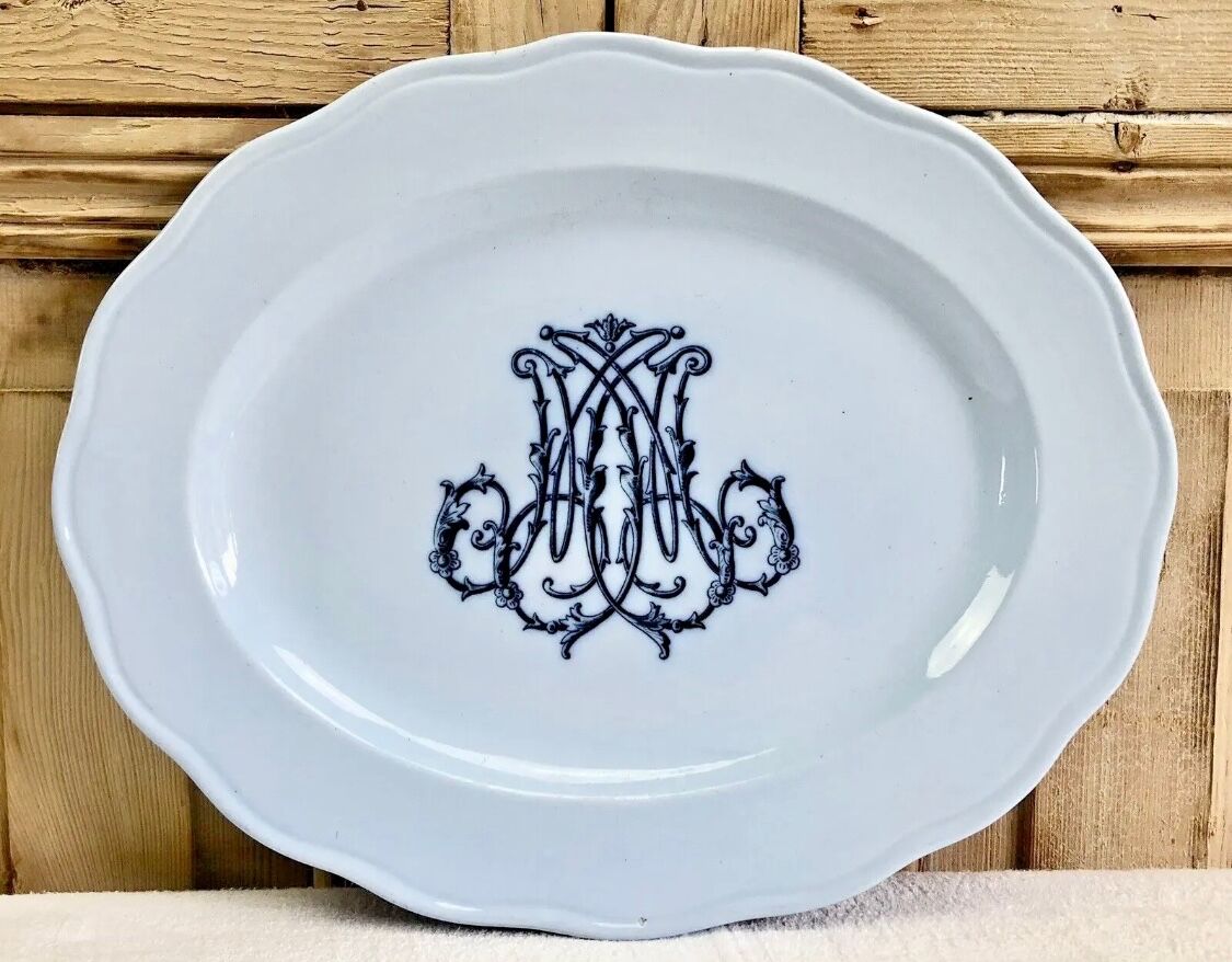 Old large oval dish Brown Westhead Moore & co monogram XIX