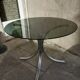 Chromed metal and smoked glass table