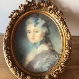 Pastel portrait, medallion frame