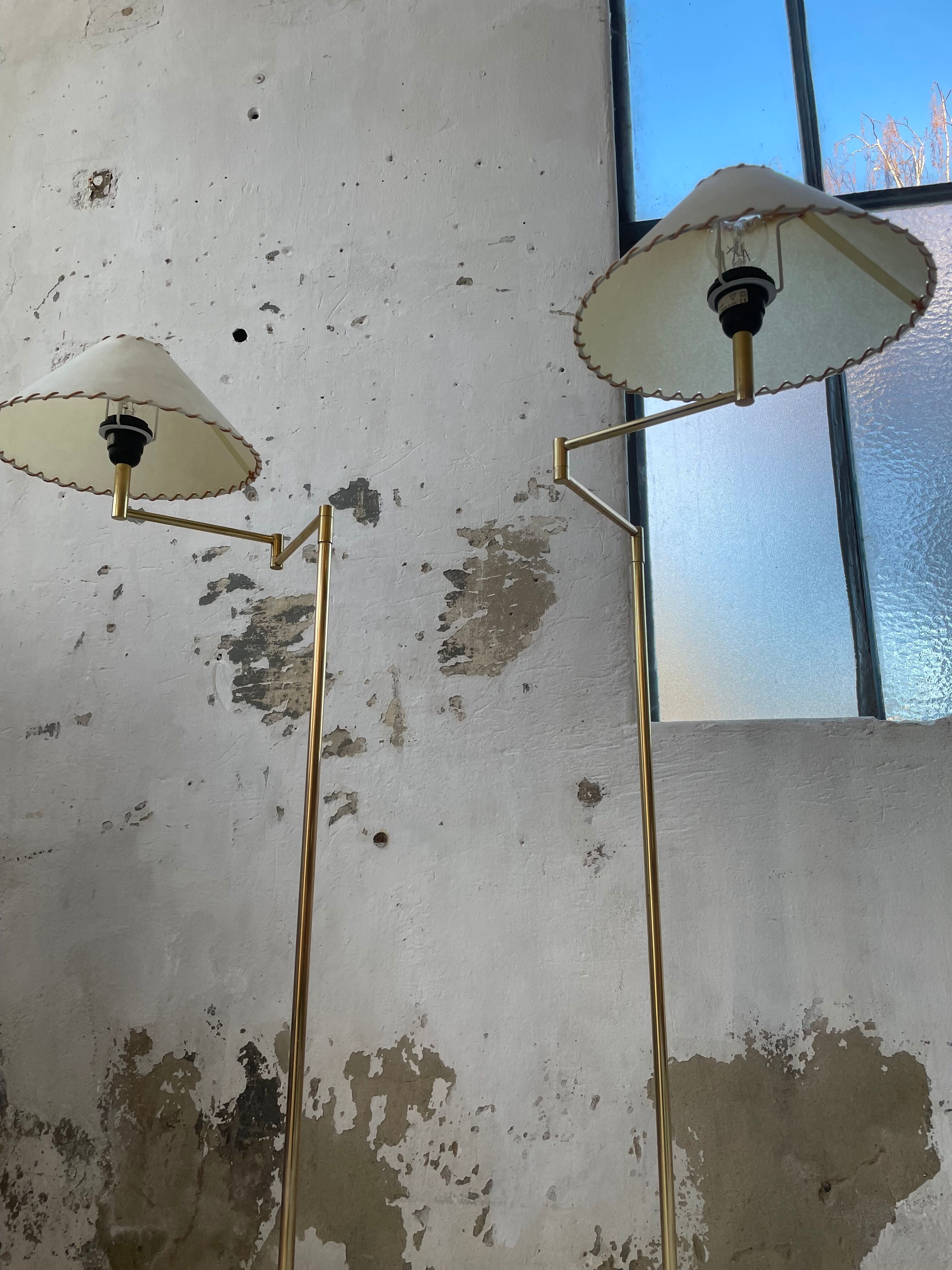 Pair of SCE floor lamps articulated brass 70s