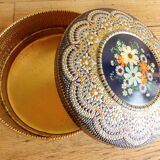 Old metal cookie box floral pattern 40s/50s