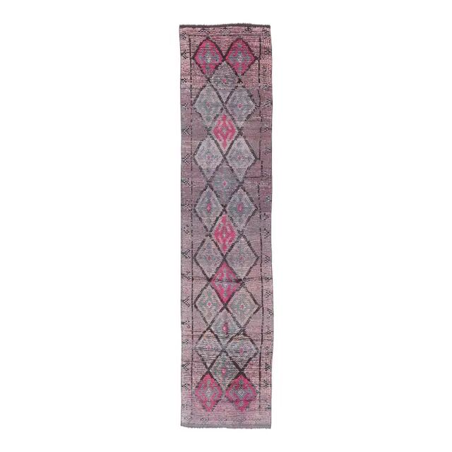 Vintage Turkish Hand-Knotted Hallway Runner  71x313