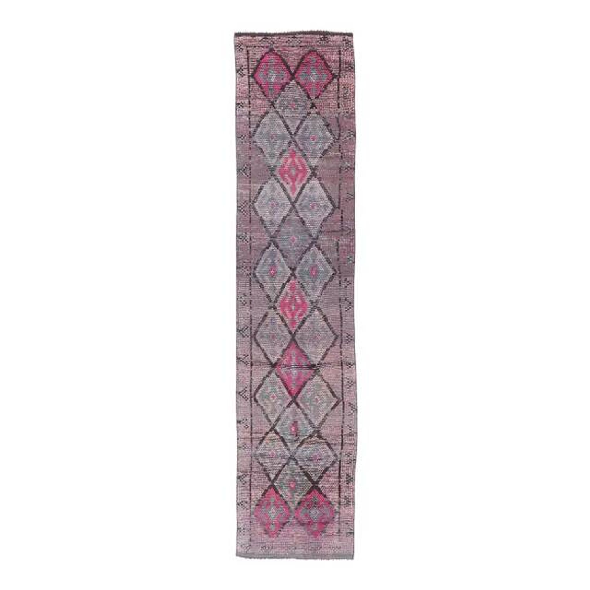 Vintage Turkish Hand-Knotted Hallway Runner  71x313