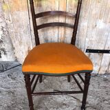 Napoleon 3 style chair black wood & vintage orange fabric