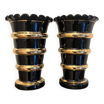Paire de vases en verre hyalite