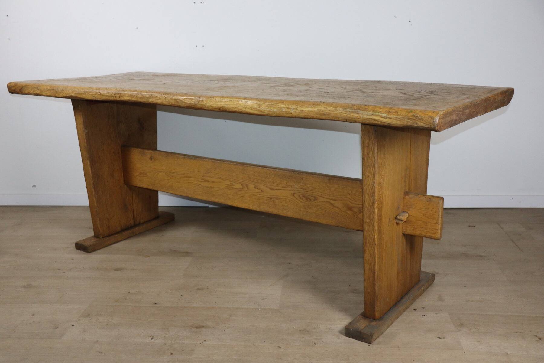 Brutalist solid wood dining table - 1950s/60s