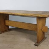 Brutalist solid wood dining table - 1950s/60s