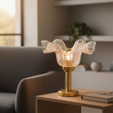 Table lamp "Corolle" – Murano Bullicante glass & patinated brass