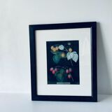 Framed lithograph raspberries