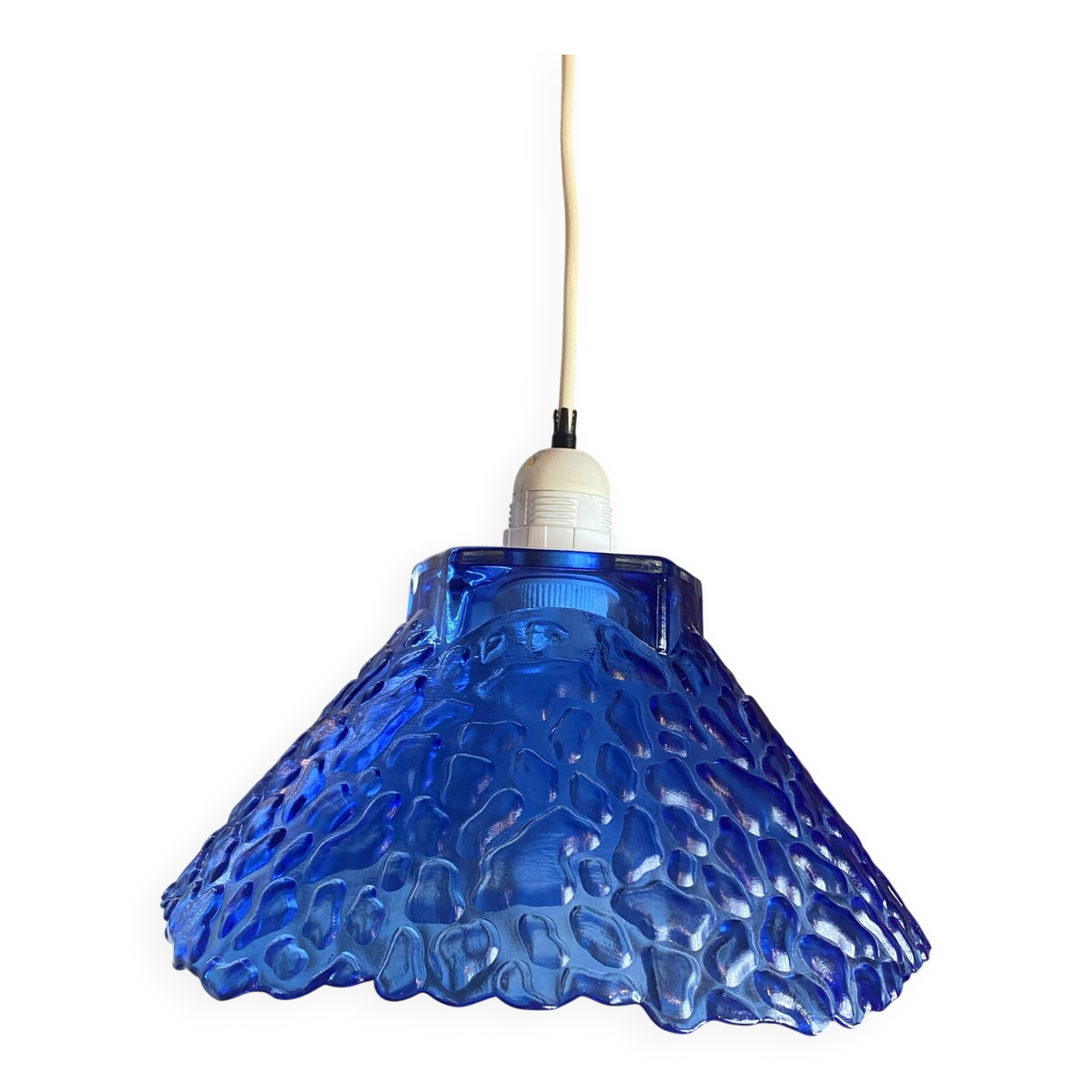 Blue moulded glass suspension