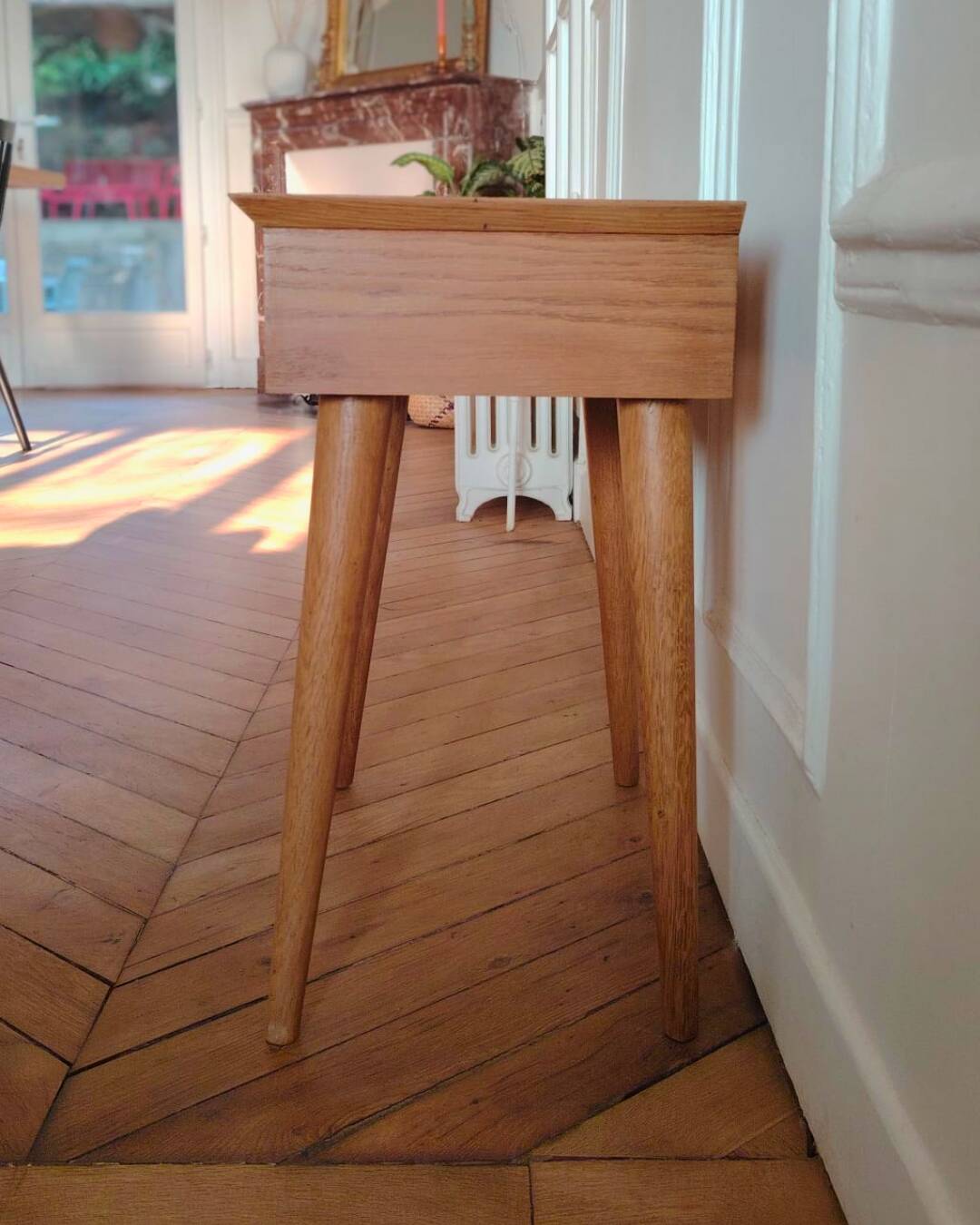 Renovated vintage Scandinavian bedside table, 1950s-60s.