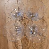 4 antique engraved glass glasses