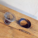 Vintage wood desk with ink