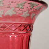 Bohemian red crystal vase decorated with vine leaves, 19th century