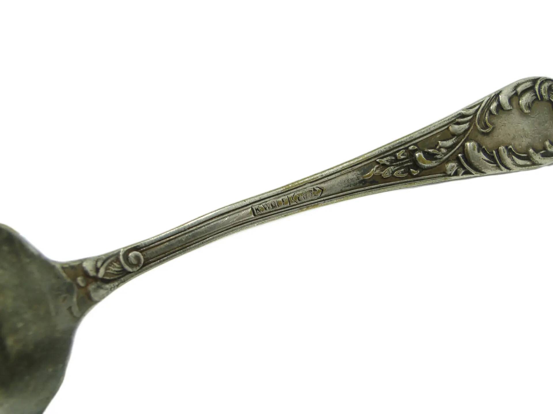 Sugar spoon, Art Nouveau / Art Deco, brass, Poland, 1920s.