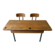 Vintage double school desk with 2 inkwells.