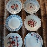 6 mismatched antique deep plates