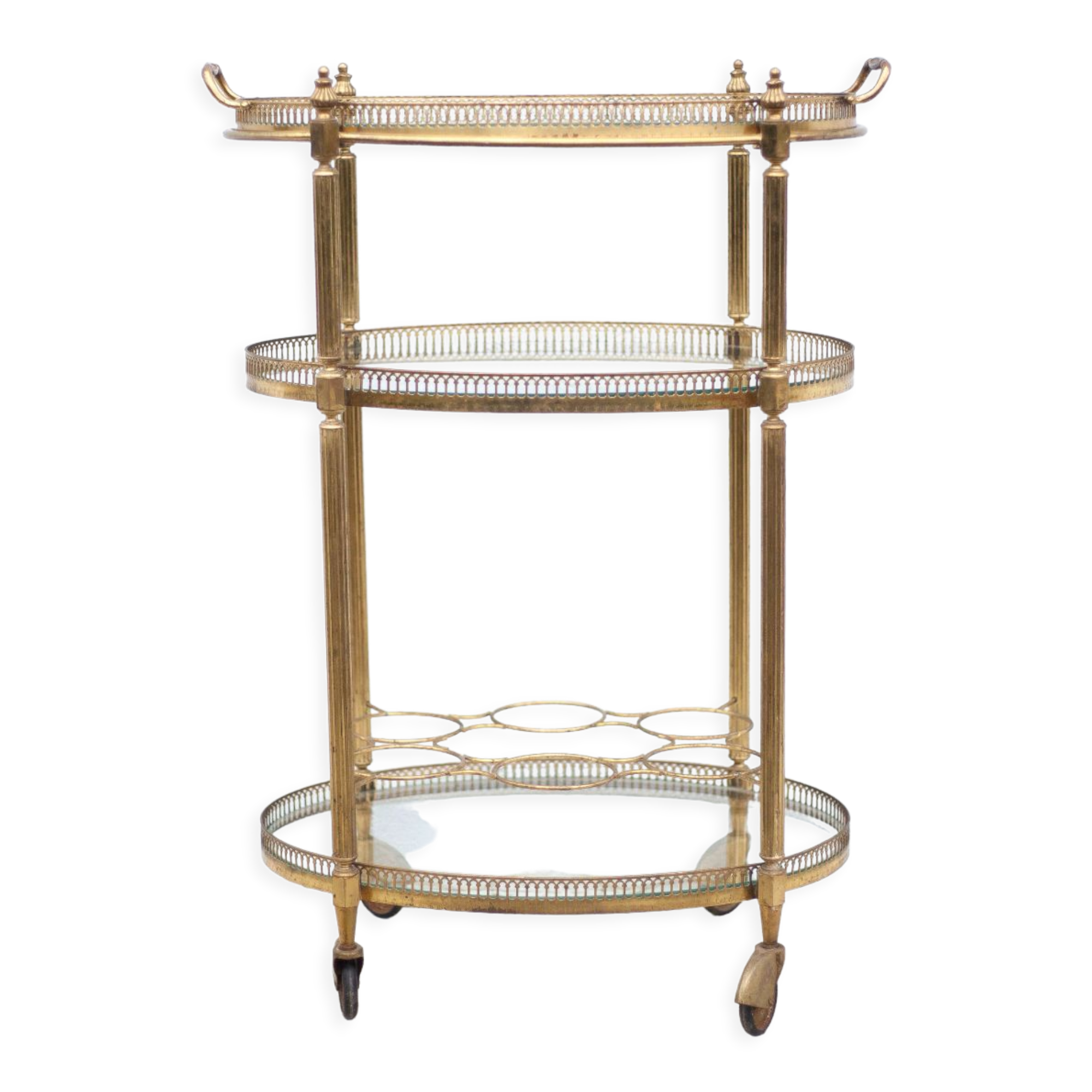 Brass service 3 floors, trolley with wheels