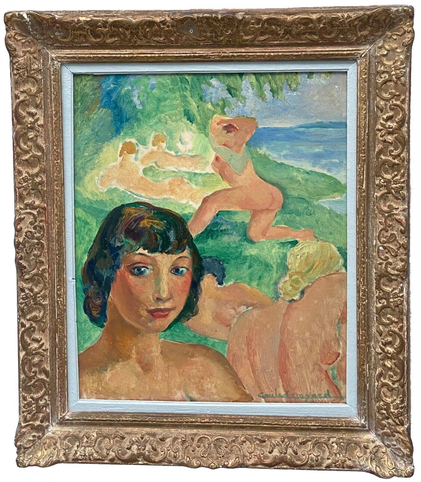 Oil on canvas by Emile Compard Portrait of women and composition