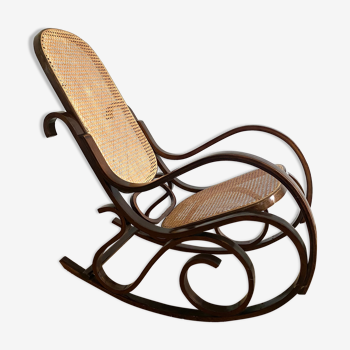 Rocking chair cannage et bois
