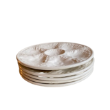 Set of 5 plates in white slurry with oyster pattern