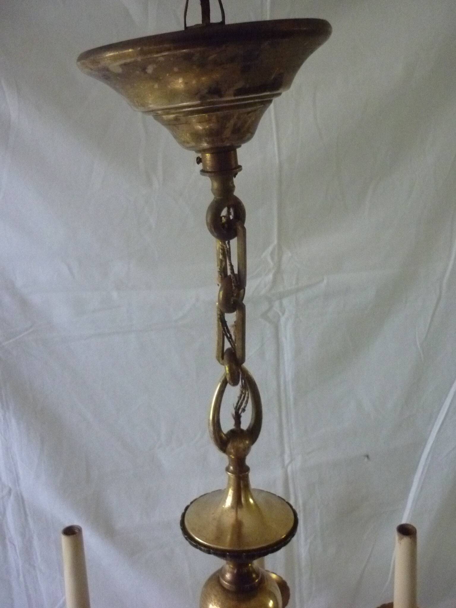 Empire chandelier in bronze and gilded brass