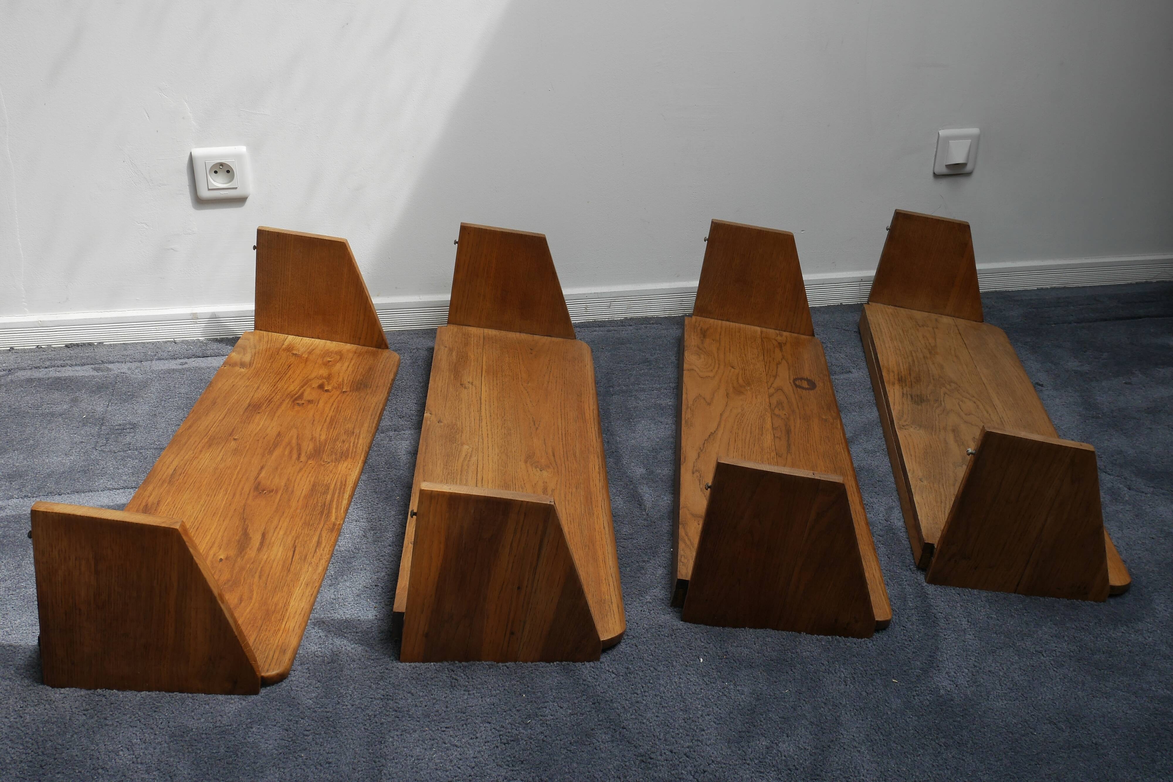 4 wooden wall shelves from the 1950