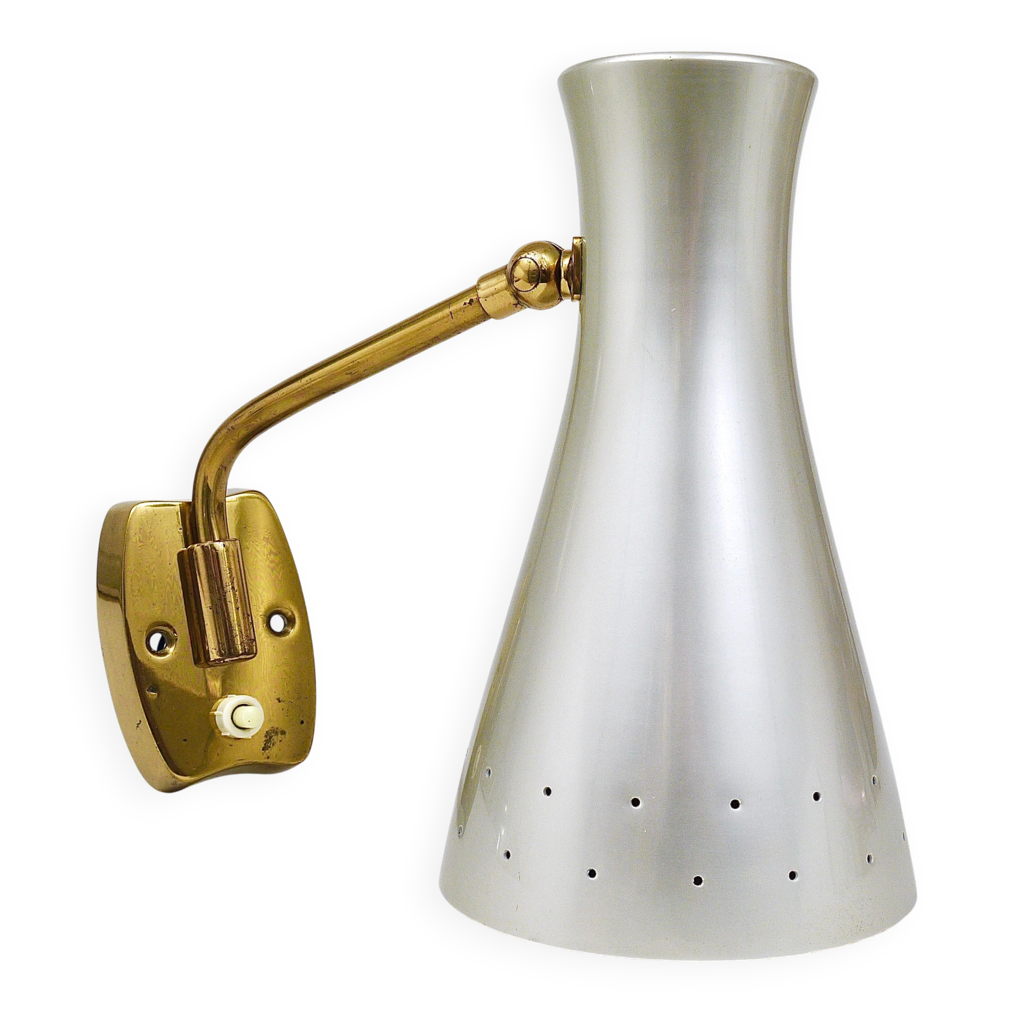 Pair of Articulated Conical Wall Lights in Stilnovo Style, Wall Lamps Italy, 1950s