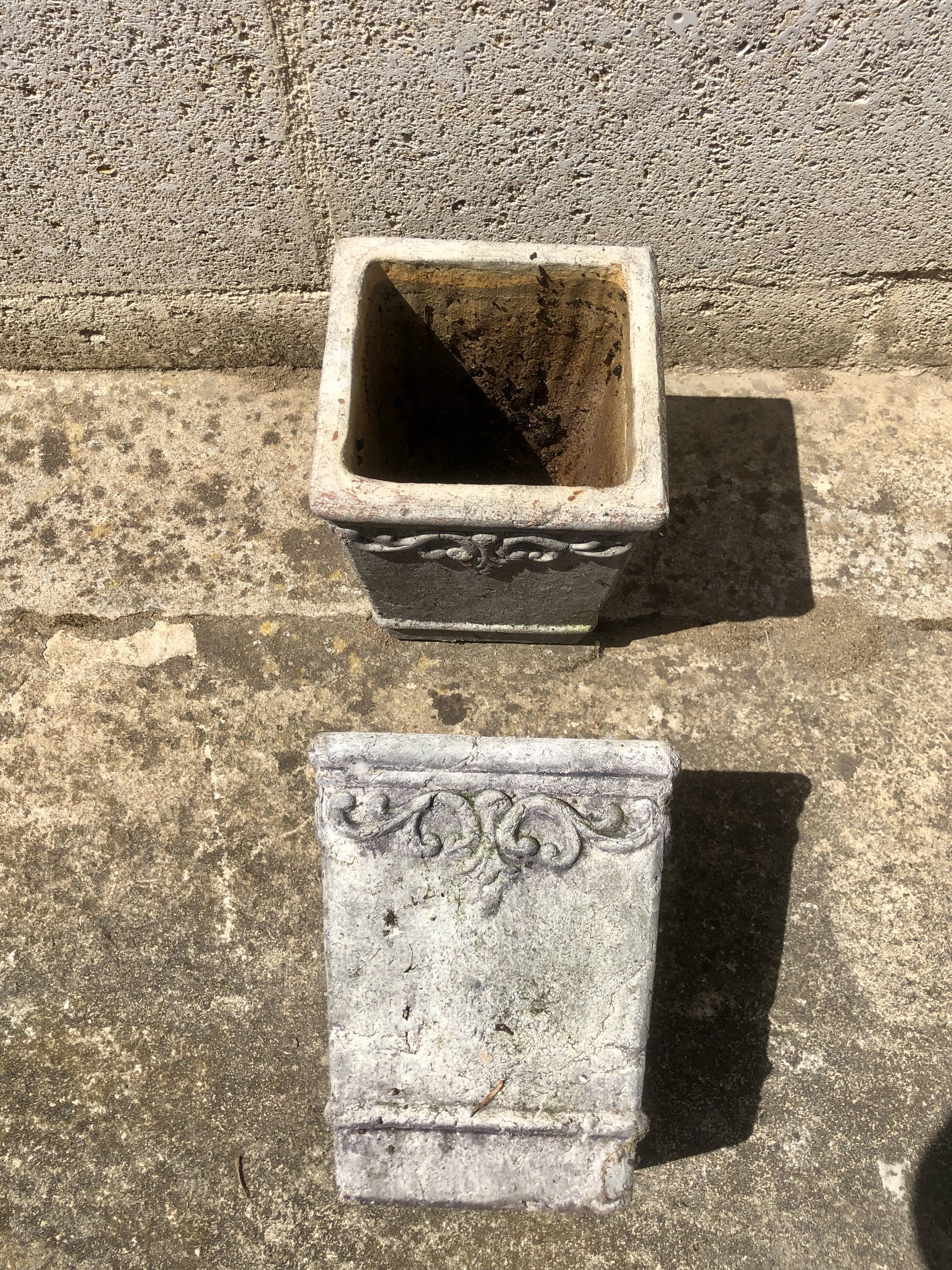 Lot of 2 cement fiber planters